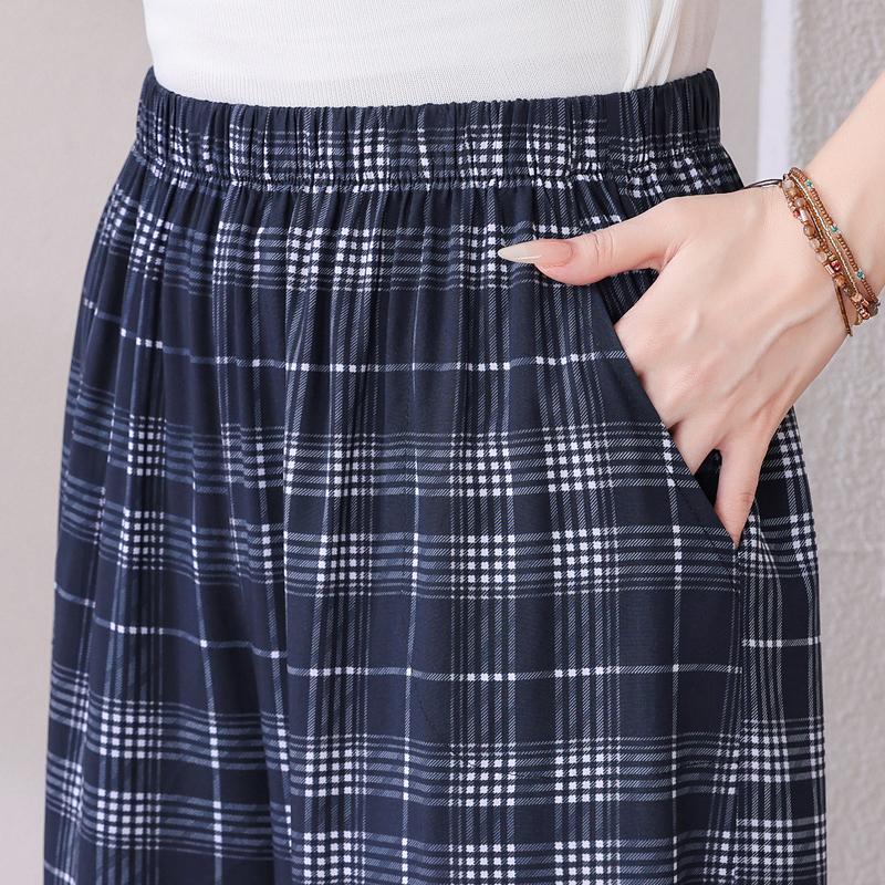 Summer Wide Leg Pants Women Clothes Casual Elastic Waist Plus Size High Waist Trousers Summer Bottoms