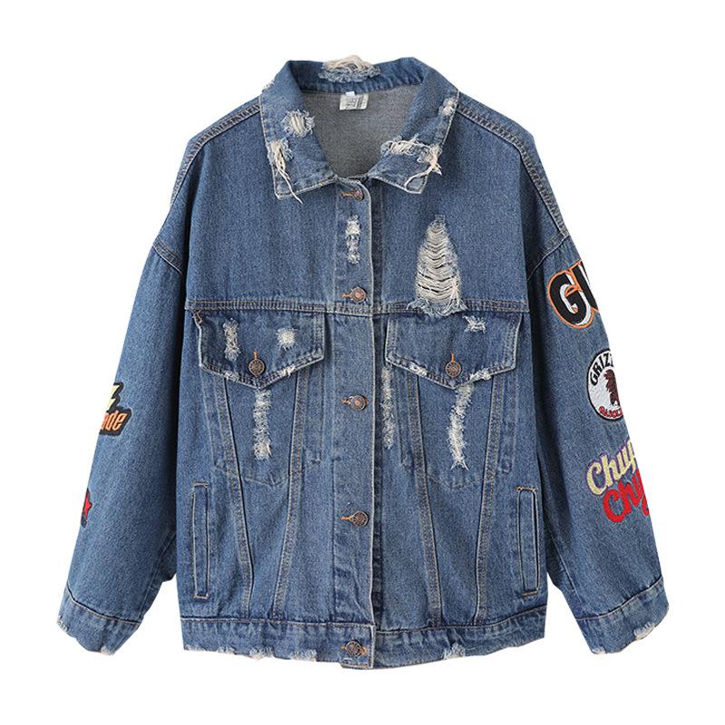 Spring Auturnn Denim Jackets Women Casual Jeans Bomber Jacket Long Sleeve Denim Coat Plus Size