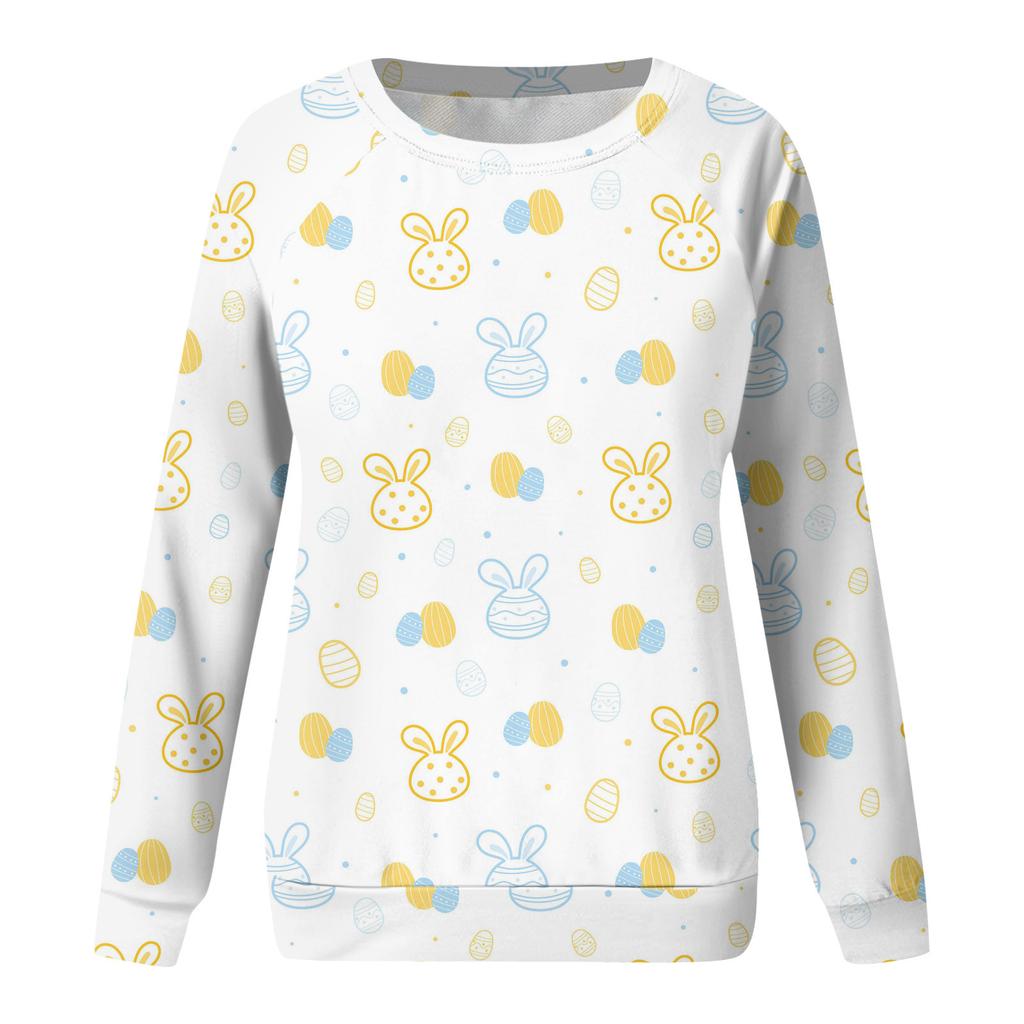 Женская мода повседневная толстовка с длинным рукавом и круглым вырезом с принтом