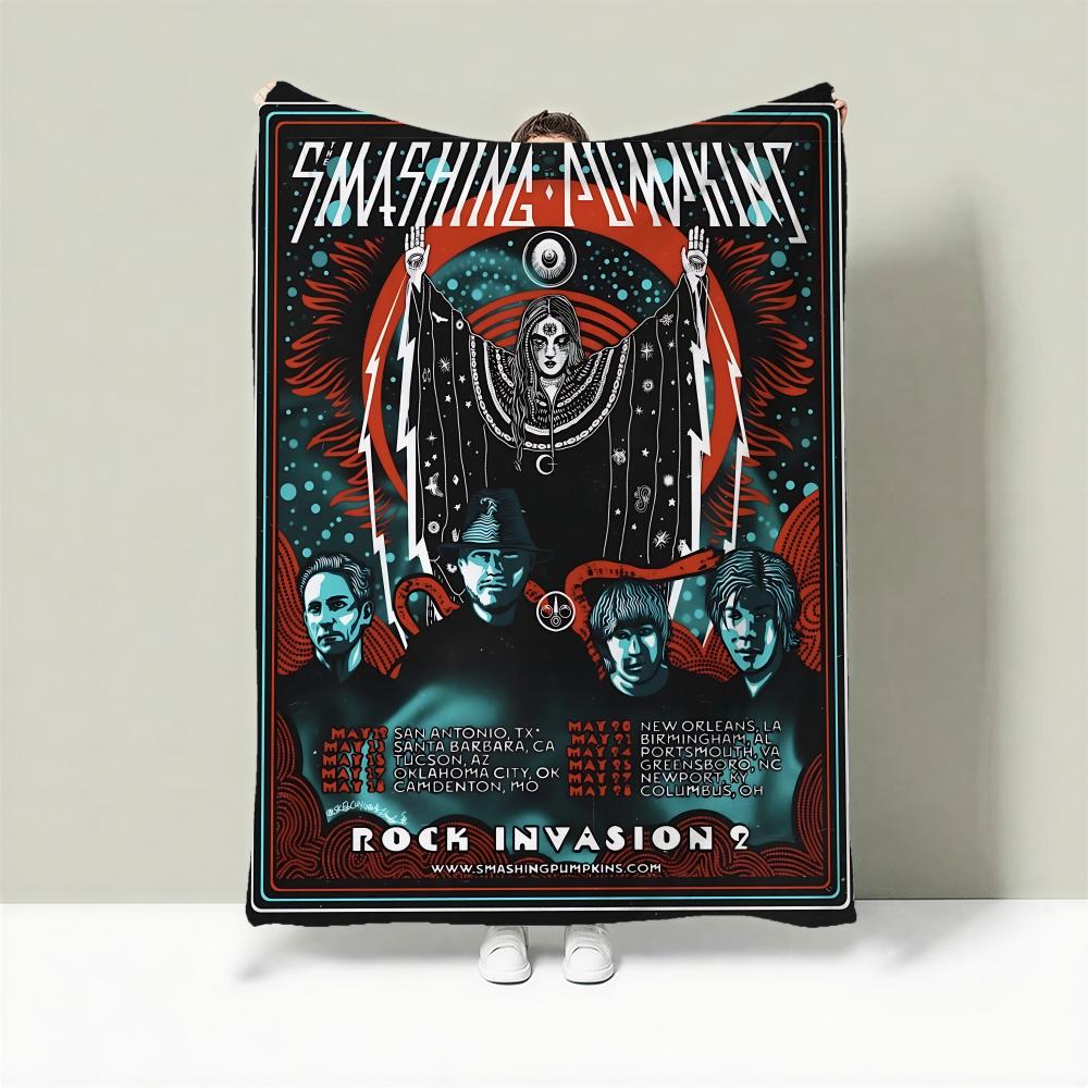 Band T-The Smashing Pumpkins Throw Lightweight 240g Flannel Blanket Soft Skin-friendly for Summer Cooling