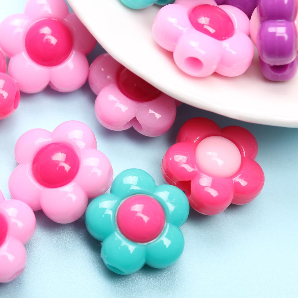 Hanmade Jewelry Accessories for Bracelet Necklace Making Acrylic Flower Loose Beads Creative Pendant 30Pcs Fashion Solid Color