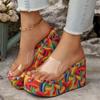 Модные летние прозрачные туфли-шлепанцы на платформе для женщин, клиновидные шлепанцы смешанных цветов, женские уличные шлепанцы с открытым носком, женские шлепанцы