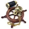 Набор из 3 миниатюрных латунных солнечных часов, карманного компаса, морского телескопа, штурвала корабля, мини-морского подарочного набора