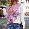 Spring and Autumn Round Neck 3D Color Block Floral Printed Top Fashionable Casual Long Sleeved Women's T-shirts