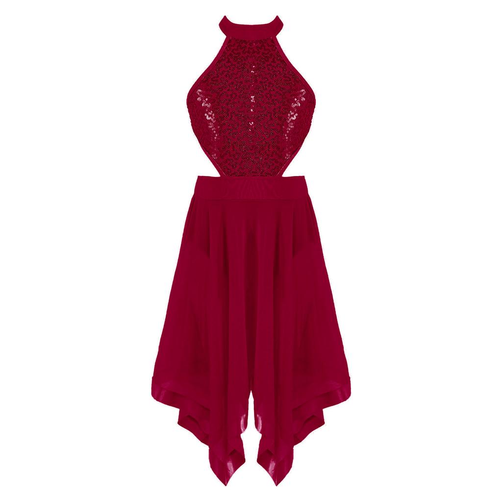 Детское платье для девочек, танцевальный костюм, вуаль, нерегулярный подол, платье-трико без рукавов и с открытой спиной