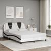 VidaXL Viana Bed Frames Without Mattress, Upholstered Bed with Cushion, Double Bed, Adult Bedroom Bed, Modern, White and Black 3208102