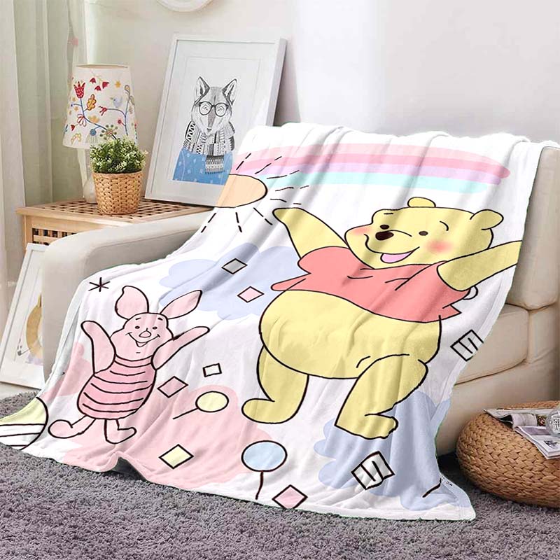 1PC Cartoon Winnie The Pooh Blanket Soft and Warm Flannel Material Suitable for Home Travel Camping RV Child Luxury Gift