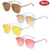 4pcs  Square UV Resistant Sunglasses Women Oversize Framed Blue Fashion Sun Glasses Men Retro Brand Glasses Durable Eyeglasses