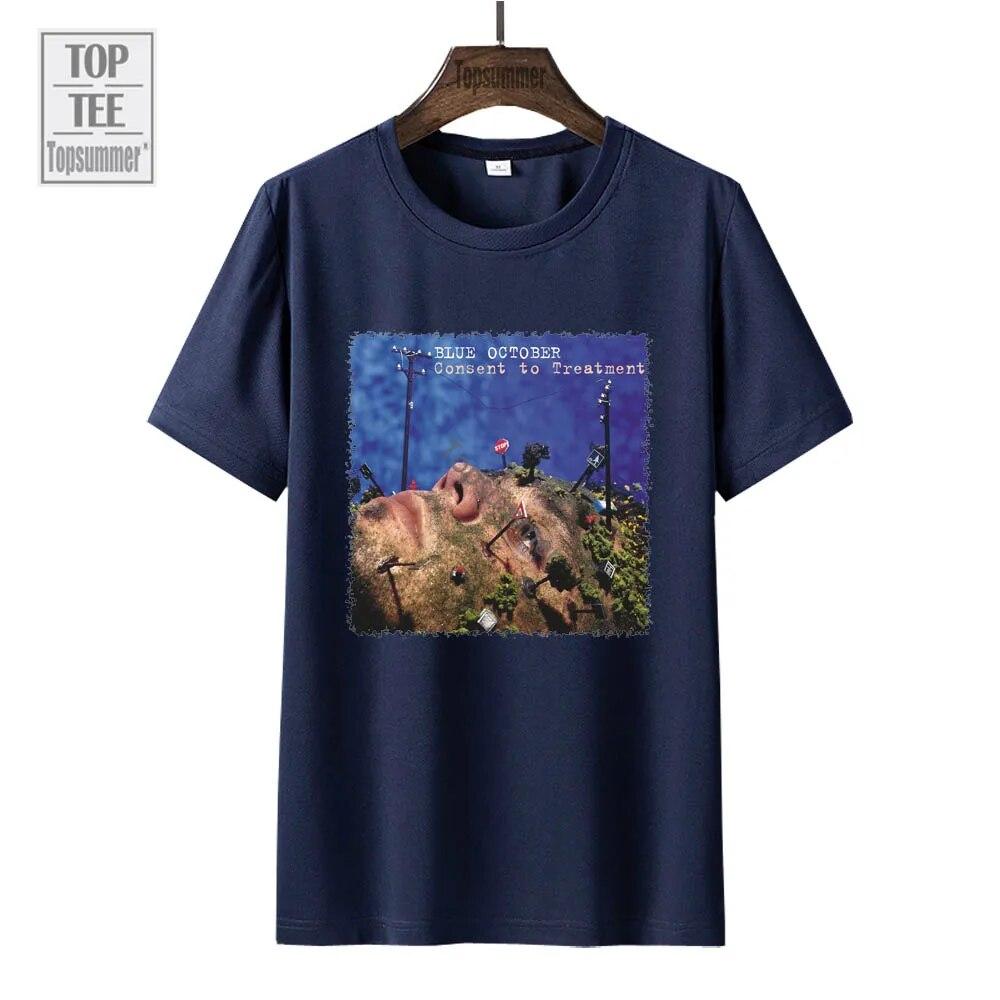 Футболка «Согласие на лечение» с альбомом, синяя футболка «Октябрьский тур», женская уличная модная хлопковая футболка, топы унисекс, большие размеры