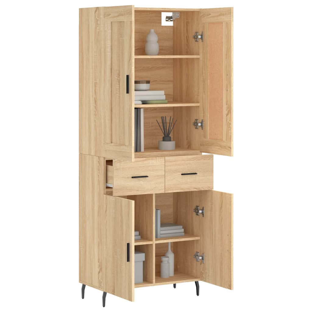 Highboard in Sonoma Oak Finish 69.5 x 34 x 180 cm Particleboard