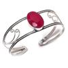 Ruby(Simulated) Gemstone 925 Sterling Silver Cuff Bangle Adjustable