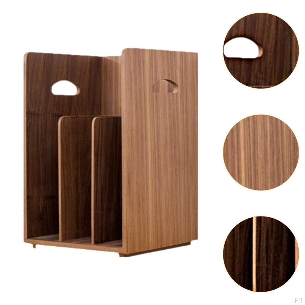 Minimalist Wood Book Organizer for Desktop with Space Vinyls And Games