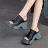 Peep Toe Thick Sole Fashionable Outdoor Slippers Increase Versatile Women's Wedge Shoes