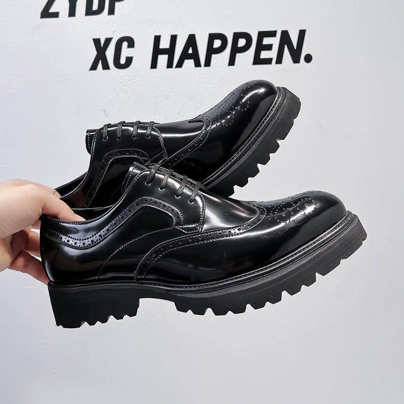 Британские кожаные туфли мужские новые деловые туфли на платформе с гравировкой Brock мужские туфли 44305-J