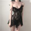 Sexy Lingerie Black Lace Short Nightdress Women Perspective Underwear Suspender Slim Dress Lolita Exotic Costume For Sex Suit