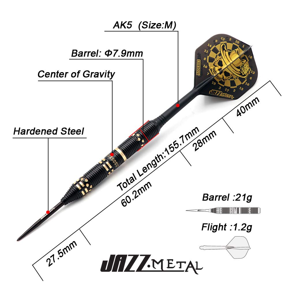 CUESOUL JAZZ-METAL series 21g steel tip darts set + AK5 integrated shaft and flight M (CSJM-JMYH21)