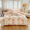 Cute Pink Strawberry Duvet Cover Flat Sheet Pillowcase Floral Bedding Set Girls Bed Linen Soft Thick Washed Cotton Bedclothes