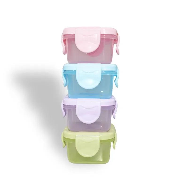 4Pcs Mini Food Storage Containers Leakproof Lids, Condiment Sauce Containers Mini Freezer Storage Containers Airtight Containers