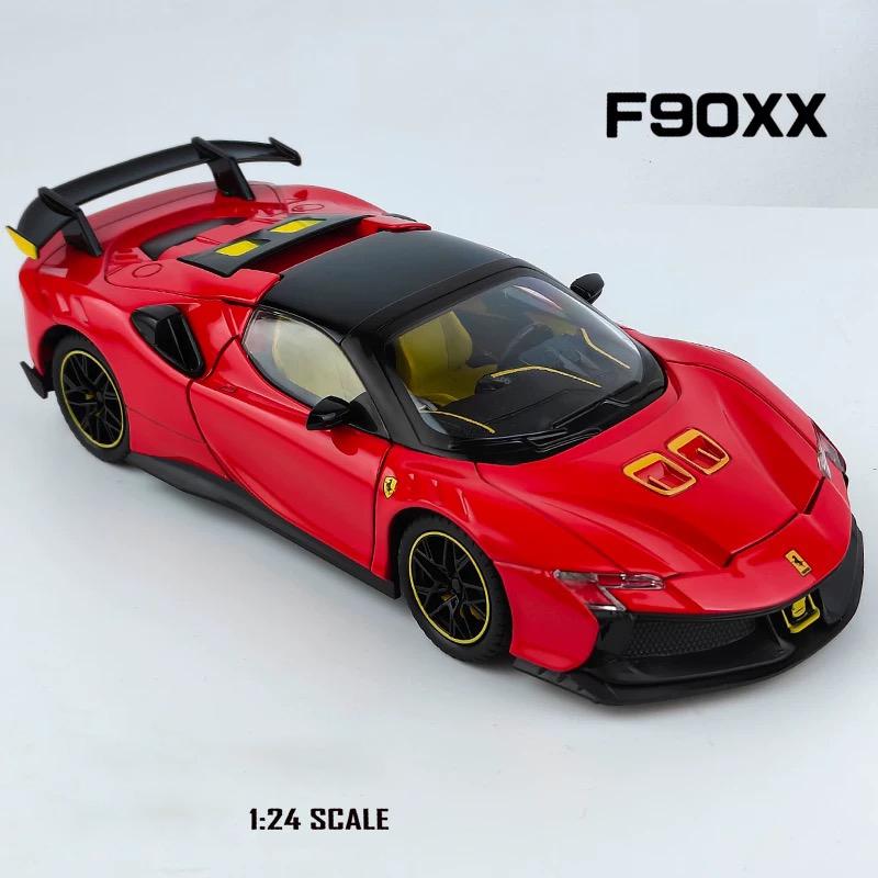1/24 Ferrari SF90XX SF90 Модель спортивного автомобиля из сплава Литые под давлением Металлические Гоночные Суперкары Модель автомобиля Симуляция Звук Свет Детская игрушка Подарок
