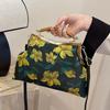 Vintage Floral Pattern Evening Clutch Wooden Handle Clutch Antique Kiss Lock Shoulder Crossbody Bag Lock Frame Bag