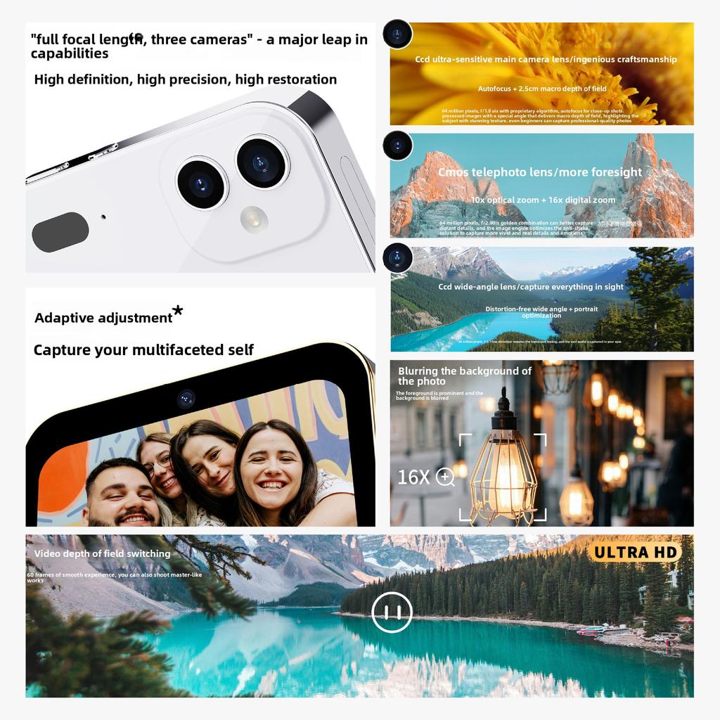 D6 Трехкамерная CCD Цифровая камера высокого разрешения, Пленочная Музыкальная Умная камера Сенсорный экран Камера-рекордер для студенческого билета