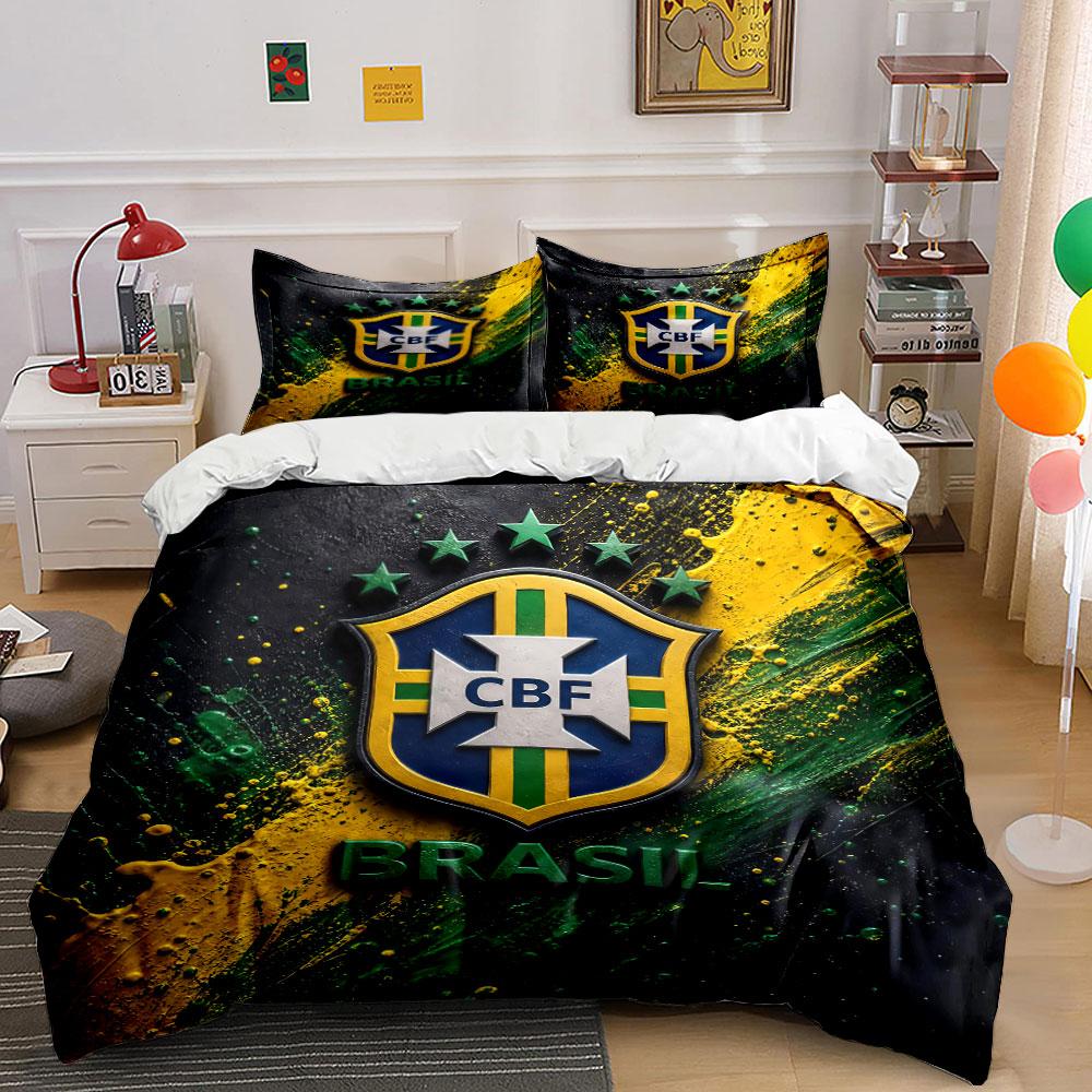 "Brazil Football CBF Bedding Set" Bedding Duvet Cover Set Duvet Cover Pillowcases  (1 * Duvet Cover 2 * Pillowcases, without duvet insert)