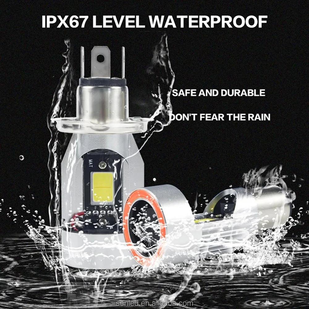 Лампа с вентиляторами H4 BA20D синий/красный «ангельские глазки» светодиодная фара для мотоцикла, скутера, налобная лампа для мотоцикла, аксессуары для DRL