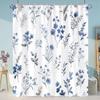 Botanical Flower Shower Curtain Colourful Flowers Green Leaves Watercolour Art Creative Polyester Shower Curtains Bathroom Decor