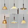 Vintage Walnut & Brass Glass Pendant Light for Bar, Counter, or Bedroom