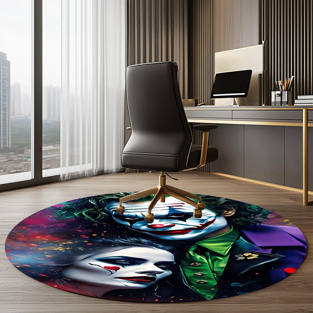 Joker Printed Round Rug Carpet Chair Rug Area Rug Entryway Doormats,for Office Chair Living Room Bedroom Kitchen Room.