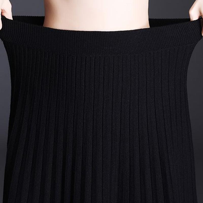 Женские трикотажные длинные юбки плиссированные женские весенние зимние осенние винтажные с высокой талией одежда Faldas