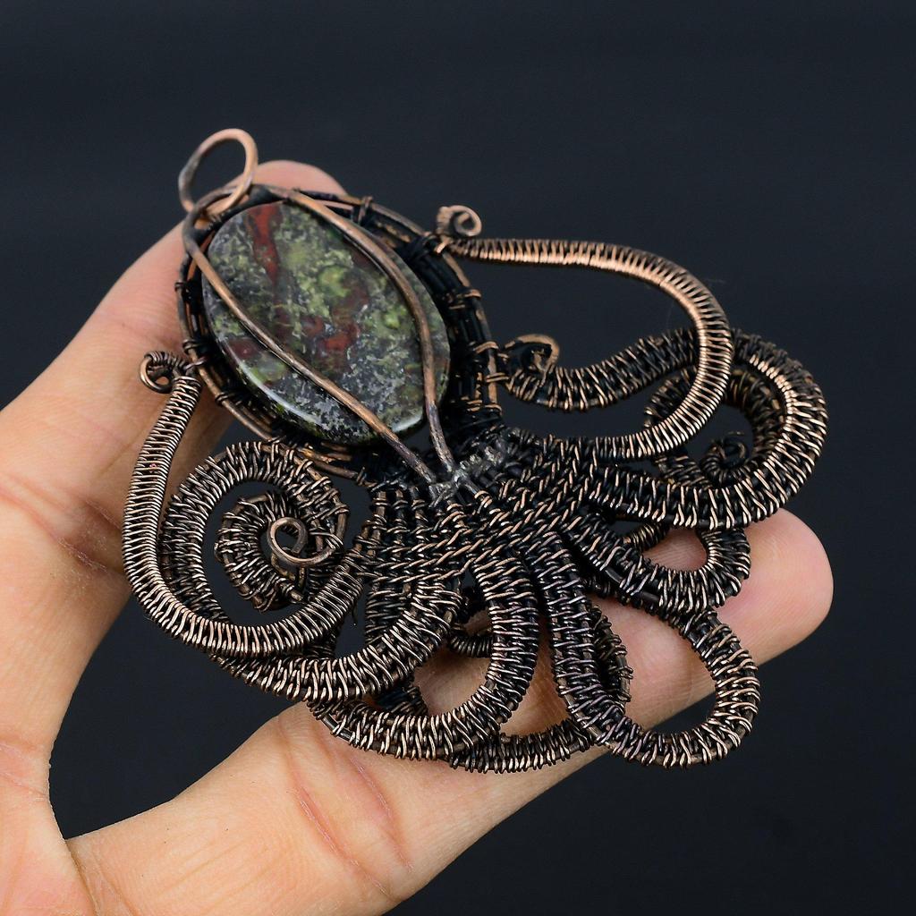 Dragon Blood Jasper 999 Copper Wire Wrapped Pendant, Handmade Gemstone Pendant Jewelry, Gifts For Wife Brand New Pendant
