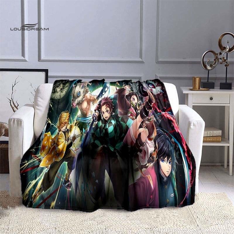 Одеяла LOUSIDREAM Demon Slayer для кроватей, дома, путешествий, взрослых, фланелевое одеяло для дивана, кровати, гостиной, дивана, ребенка, сохраняющее тепло