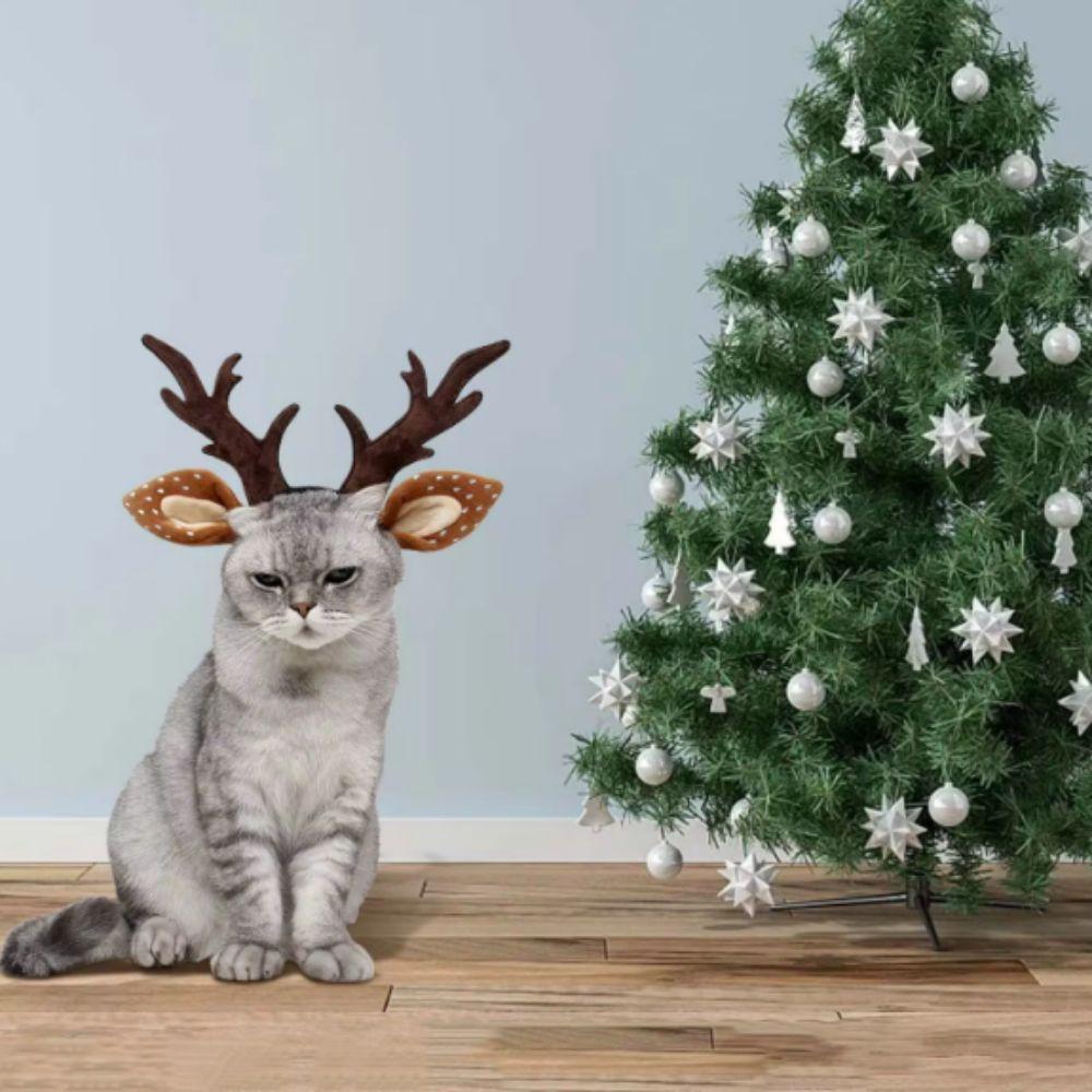 Регулируемый головной убор в виде рогов для домашних животных, мягкий головной убор в виде оленя для домашних животных, рождественский головной убор для собак и кошек