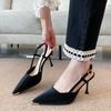 G858-2 new 2025 one-word buckle sandals light mouth stiletto sexy professional high heels women pointed single shoes women