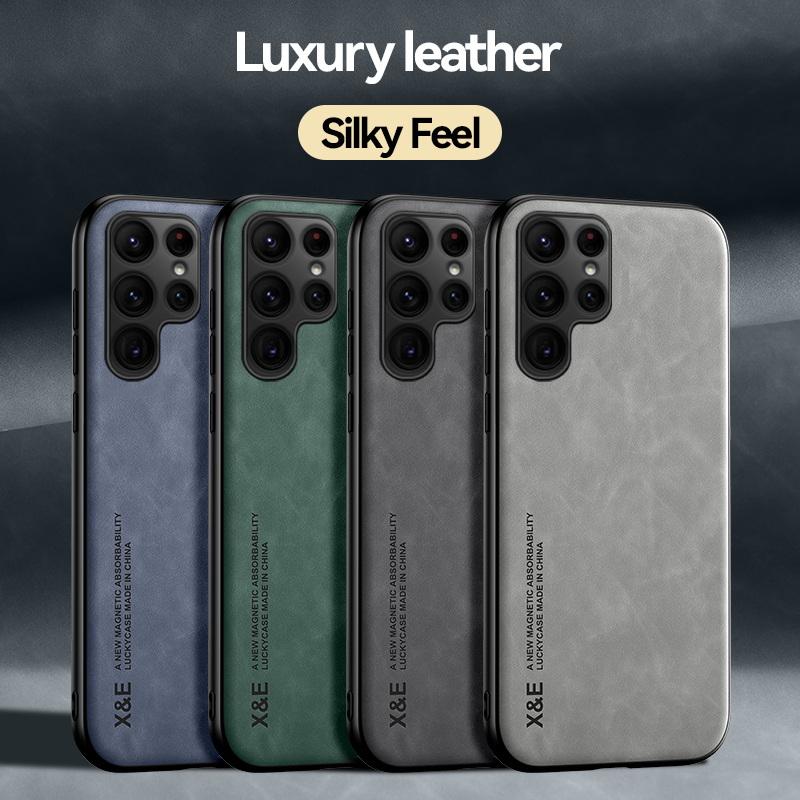 Ударопрочный кожаный чехол для Samsung Galaxy S24 S23 S22 S21 S20 Ultra Plus FE S10 S9 Note 20 Ultra Soft Bumper Phone Accessories