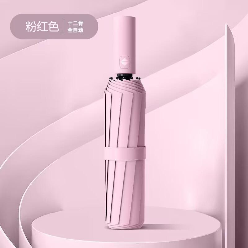 Fully Automatic 12-bone Large Sun Umbrella, Folding Vinyl Sunscreen Parasol, Weather and Rain Umbrella Can Be