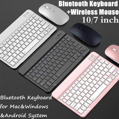 1 шт., 10/7-дюймовая беспроводная клавиатура Bluetooth с беспроводной мышью для IPad, телефона, планшета, перезаряжаемая клавиатура для Android, IOS, Windows