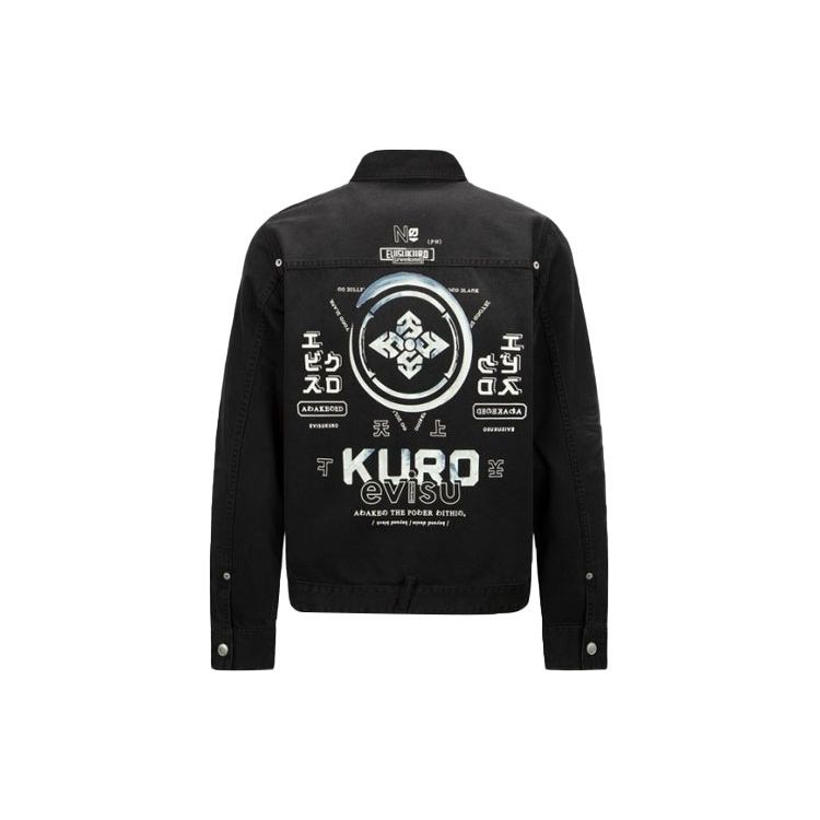 Evisu SS22 Family Flower Symbol Denim Jacket Men jackets Black 2ESGNM2DJ735XXCT