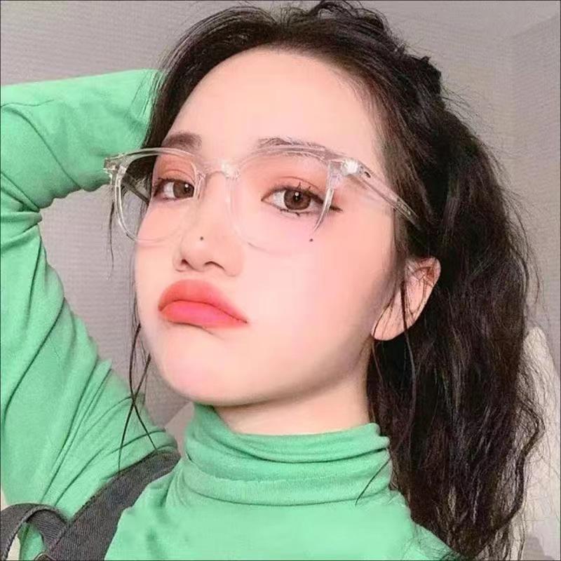 Retro rice nail myopia glasses with degree finished flat glasses for women's ultra-light black large frame glasses frame for men