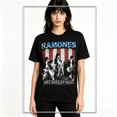 Ramones Панк-рок 50-летие Унисекс Женская футболка Унисекс Хлопок Короткий рукав Y2k Оверсайз Винтажные футболки Популярные Топы