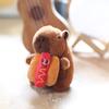 Cute Capybara Stuffed Toy Keychain With Hamburger Fries Plush Bag Charm For Kids Gift