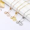 Titanium Steel Hollow-out Rhinestone Love Heart Clover Necklace Environmental Protection Do Not Fade