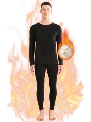 Комплект теплого нижнего белья ANGEL CITIZ Средний Включает Heattech с длинным рукавом и длинный из кашемира и для зимы Размер мужской (Влагоотводящий,