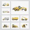 Ретро Желтый Автомобиль Грузовик Экскаватор Бульдозер Транспортер Акварельное Искусство Постер Холст Картины Настенное Искусство Картинки Домашний Декор
