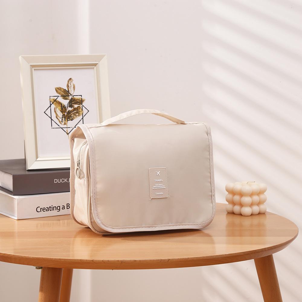 Travel Hanging Makeup Bag Large Capacity Portable Hand-held Storage Wash Bag with Simple Hook for Cosmetic Organization
