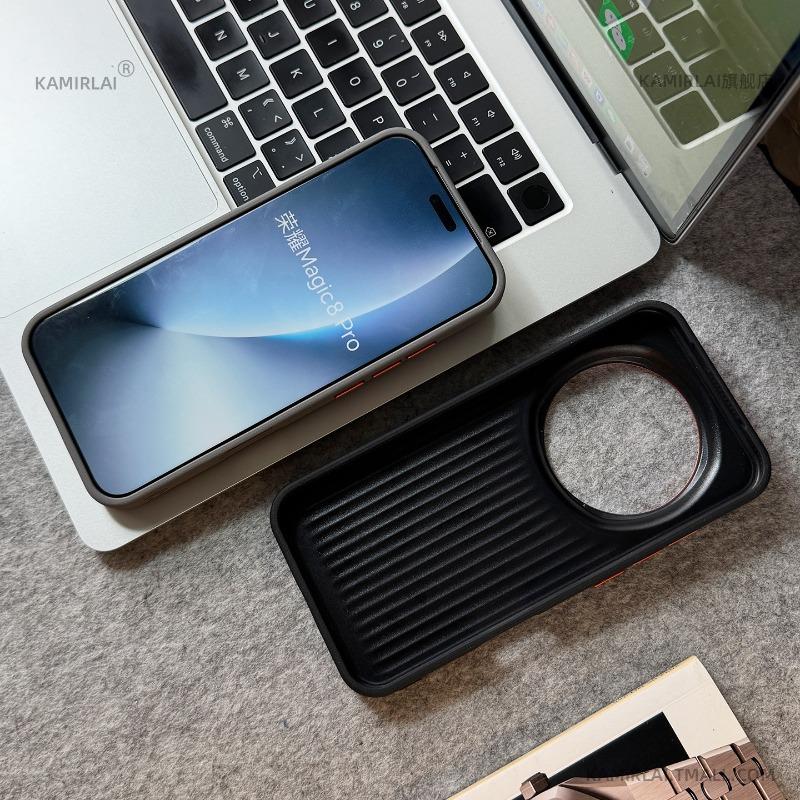 Чехол для Honor Magic 8 Pro, Магнитный, Роскошный, Искусственная кожа, Текстура чемодана, Силиконовая крышка, Для Honor Magic8 Pro, Пылезащитный корпус