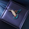 Hummingbird Small Animal Pin Retro Full Diamond High-End Brooch French High-End Niche Jewelry