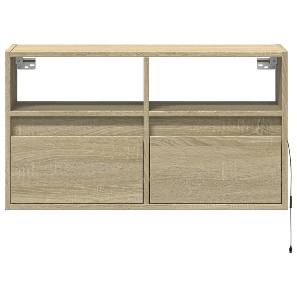 TV Wall Cabinet with LED Lighting Sonoma Oak 80 x 31 x 45 cm