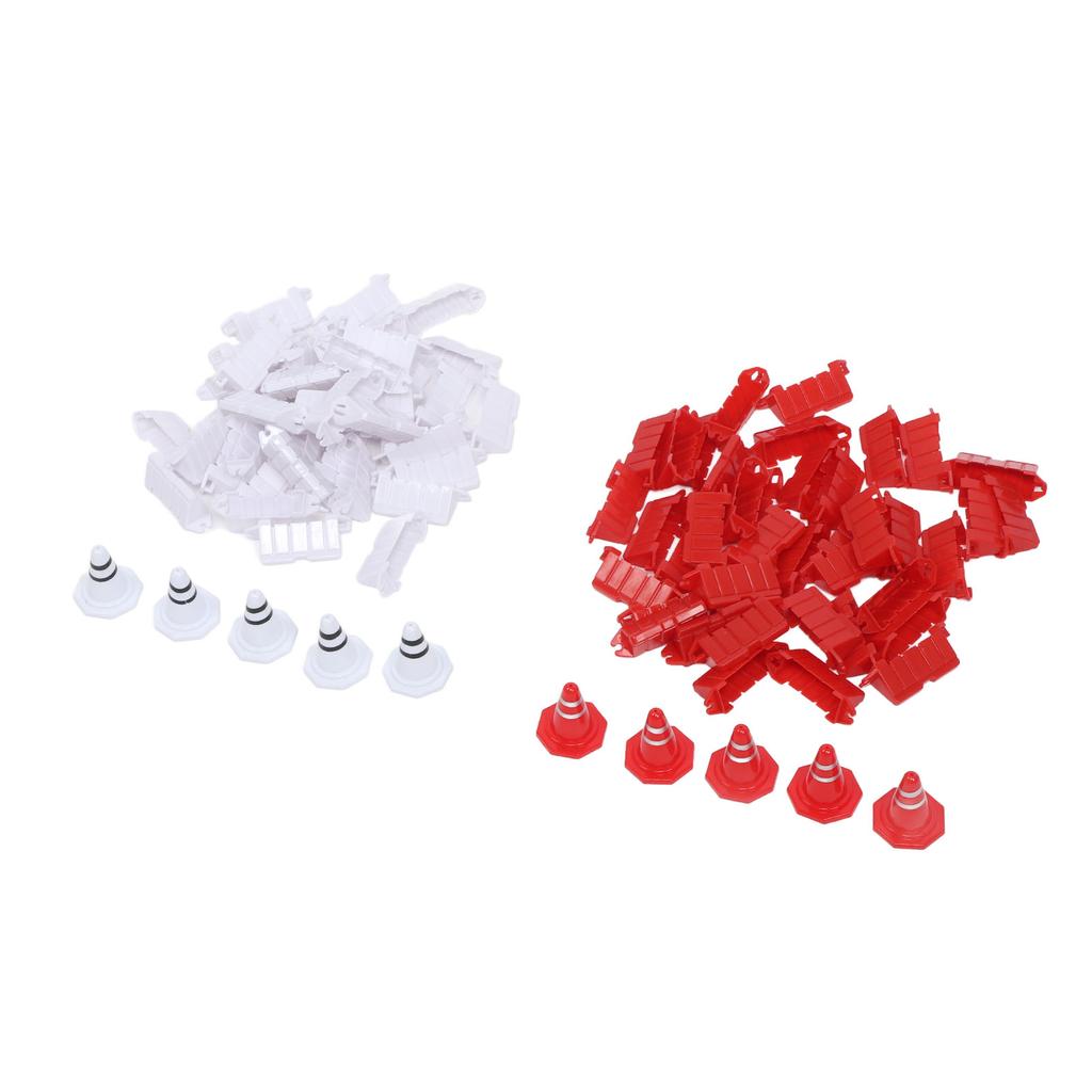80pcs RC Roadblocks RC Car Racing Track Drift Runway Barriers Drift Field Fence with 10pcs Traffic